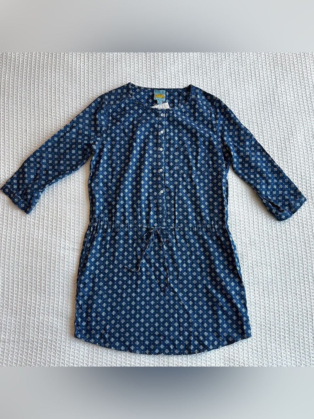 NWT C&C California Blue Printed Lightweight Denim Chambray Shirt Dress size M